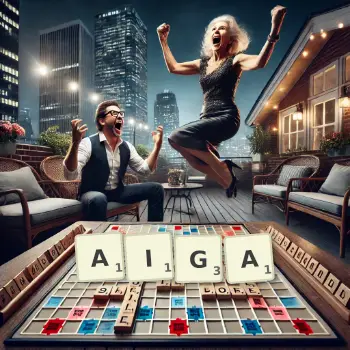 Creative illustration for a Scrabble game with the word AIGA spelled out in tiles on the board.