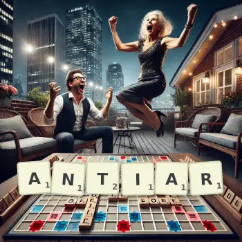 Creative illustration for a Scrabble game with the word ANTIAR spelled out in tiles on the board.