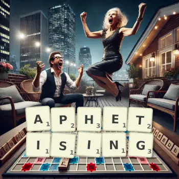 Creative illustration for a Scrabble game with the word APHETISING spelled out in tiles on the board.