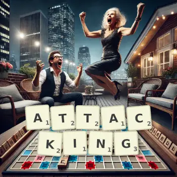 Creative illustration for a Scrabble game with the word ATTACKING spelled out in tiles on the board.