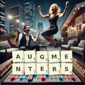 Creative illustration for a Scrabble game with the word AUGMENTERS spelled out in tiles on the board.