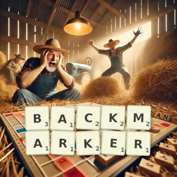 Creative illustration for a Scrabble game with the word BACKMARKER spelled out in tiles on the board.