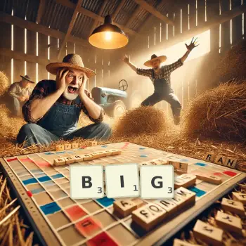 Creative illustration for a Scrabble game with the word BIG spelled out in tiles on the board.