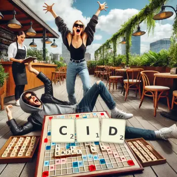 Creative illustration for a Scrabble game with the word CID spelled out in tiles on the board.