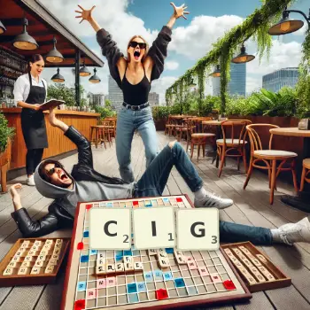 Creative illustration for a Scrabble game with the word CIG spelled out in tiles on the board.