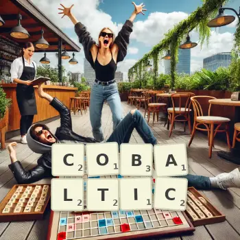 Creative illustration for a Scrabble game with the word COBALTIC spelled out in tiles on the board.