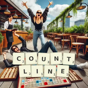Creative illustration for a Scrabble game with the word COUNTLINE spelled out in tiles on the board.