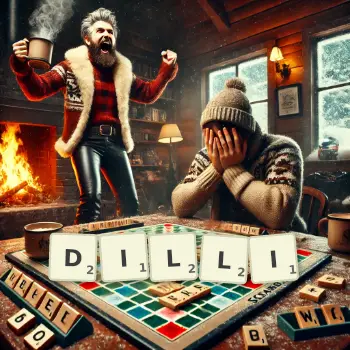 Creative illustration for a Scrabble game with the word DILLI spelled out in tiles on the board.