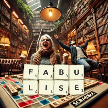 Creative illustration for a Scrabble game with the word FABULISE spelled out in tiles on the board.