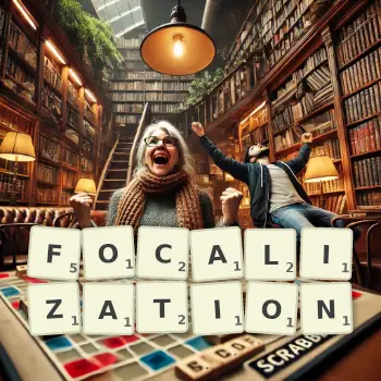 Creative illustration for a Scrabble game with the word FOCALIZATION spelled out in tiles on the board.