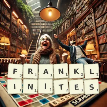 Creative illustration for a Scrabble game with the word FRANKLINITES spelled out in tiles on the board.