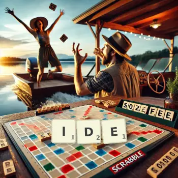 Creative illustration for a Scrabble game with the word IDE spelled out in tiles on the board.