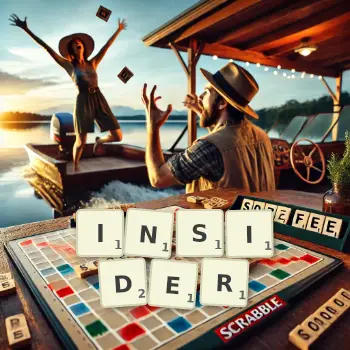 Creative illustration for a Scrabble game with the word INSIDER spelled out in tiles on the board.