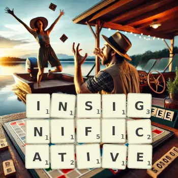 Creative illustration for a Scrabble game with the word INSIGNIFICATIVE spelled out in tiles on the board.