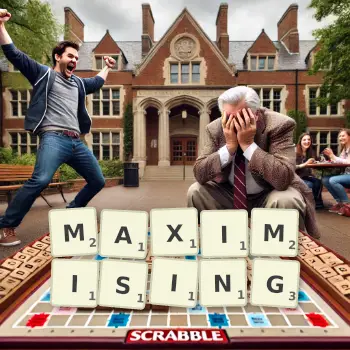 Creative illustration for a Scrabble game with the word MAXIMISING spelled out in tiles on the board.
