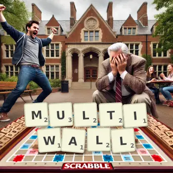 Creative illustration for a Scrabble game with the word MULTIWALL spelled out in tiles on the board.