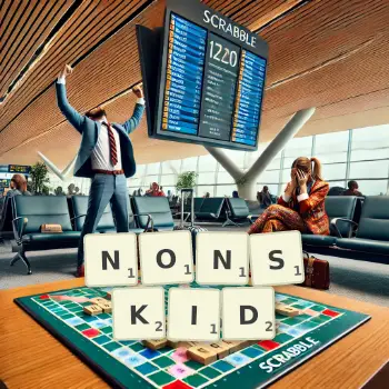 Creative illustration for a Scrabble game with the word NONSKID spelled out in tiles on the board.