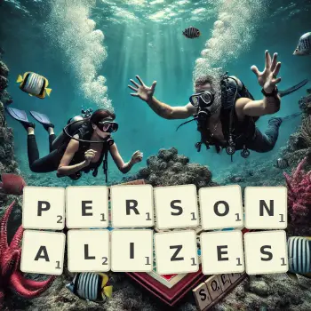 Creative illustration for a Scrabble game with the word PERSONALIZES spelled out in tiles on the board.