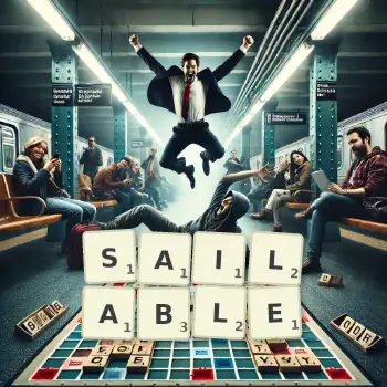 Creative illustration for a Scrabble game with the word SAILABLE spelled out in tiles on the board.