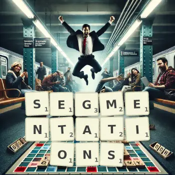 Creative illustration for a Scrabble game with the word SEGMENTATIONS spelled out in tiles on the board.