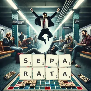 Creative illustration for a Scrabble game with the word SEPARATA spelled out in tiles on the board.