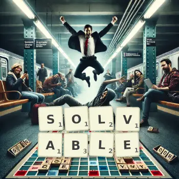 Creative illustration for a Scrabble game with the word SOLVABLE spelled out in tiles on the board.
