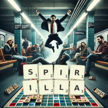 Creative illustration for a Scrabble game with the word SPIRILLA spelled out in tiles on the board.