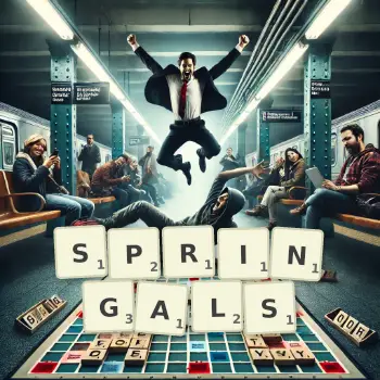 Creative illustration for a Scrabble game with the word SPRINGALS spelled out in tiles on the board.