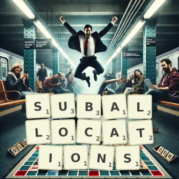 Creative illustration for a Scrabble game with the word SUBALLOCATIONS spelled out in tiles on the board.