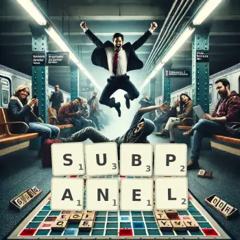 Creative illustration for a Scrabble game with the word SUBPANEL spelled out in tiles on the board.