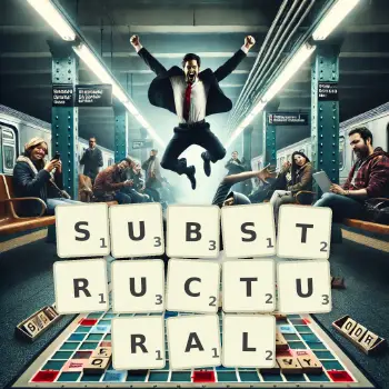 Creative illustration for a Scrabble game with the word SUBSTRUCTURAL spelled out in tiles on the board.