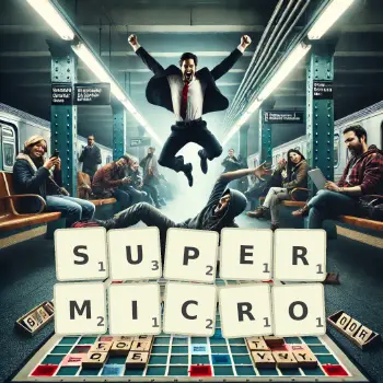 Creative illustration for a Scrabble game with the word SUPERMICRO spelled out in tiles on the board.