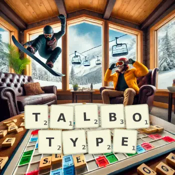 Creative illustration for a Scrabble game with the word TALBOTYPE spelled out in tiles on the board.