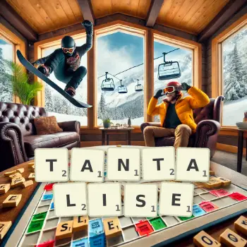 Creative illustration for a Scrabble game with the word TANTALISE spelled out in tiles on the board.