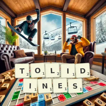 Creative illustration for a Scrabble game with the word TOLIDINES spelled out in tiles on the board.