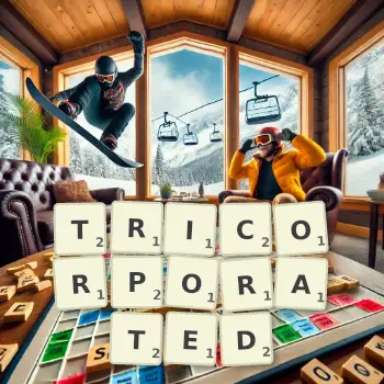 Creative illustration for a Scrabble game with the word TRICORPORATED spelled out in tiles on the board.