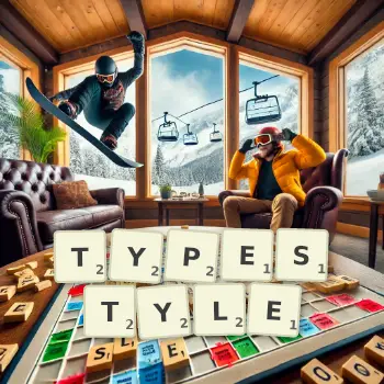 Creative illustration for a Scrabble game with the word TYPESTYLE spelled out in tiles on the board.