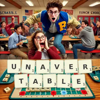 Creative illustration for a Scrabble game with the word UNAVERTABLE spelled out in tiles on the board.