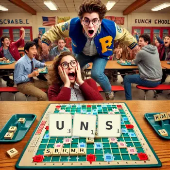 Creative illustration for a Scrabble game with the word UNS spelled out in tiles on the board.