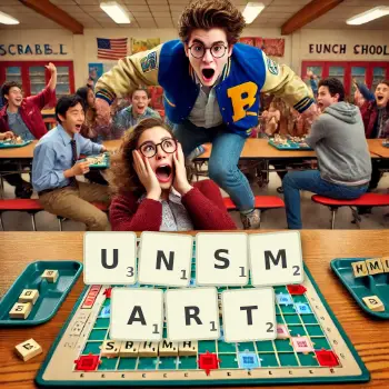 Creative illustration for a Scrabble game with the word UNSMART spelled out in tiles on the board.