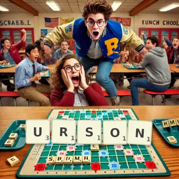 Creative illustration for a Scrabble game with the word URSON spelled out in tiles on the board.