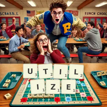 Creative illustration for a Scrabble game with the word UTILIZE spelled out in tiles on the board.