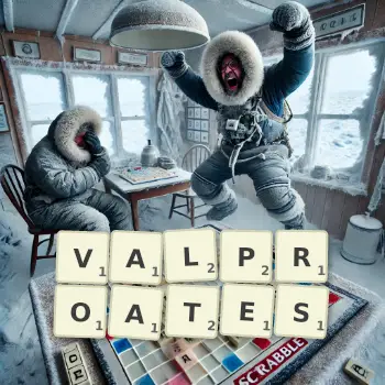 Creative illustration for a Scrabble game with the word VALPROATES spelled out in tiles on the board.