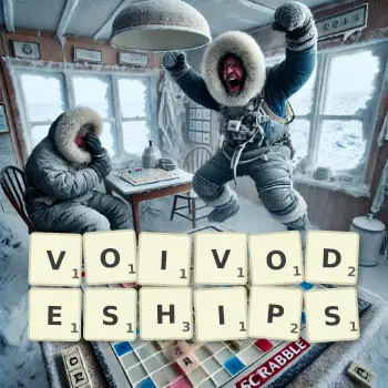 Creative illustration for a Scrabble game with the word VOIVODESHIPS spelled out in tiles on the board.