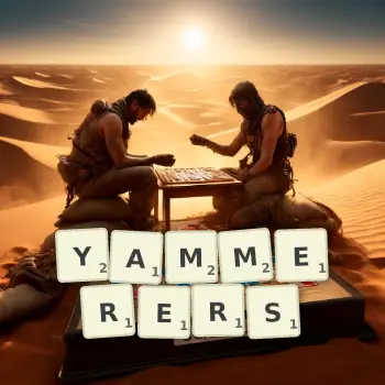 Creative illustration for a Scrabble game with the word YAMMERERS spelled out in tiles on the board.