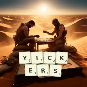 Creative illustration for a Scrabble game with the word YICKERS spelled out in tiles on the board.