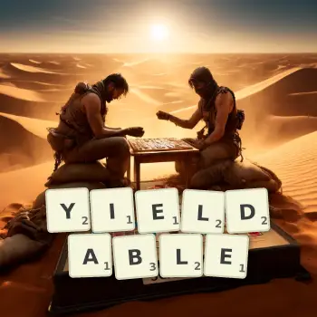 Creative illustration for a Scrabble game with the word YIELDABLE spelled out in tiles on the board.