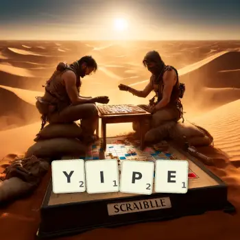 Creative illustration for a Scrabble game with the word YIPE spelled out in tiles on the board.
